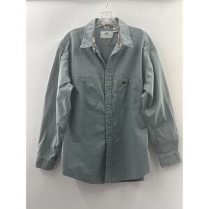 Bushlan Men’s Long Sleeve Button Front Vintage (89) Hunting Shirt Green Large